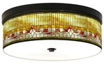Giclee Gallery Lily Flower Pattern 14" Wide Bronze Led Ceiling Light. Fixed Price $174.99.