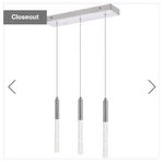 Ruelle Chrome 18-INCH Three-light Led Pendant With Royal Cut Clear Crystal. Fixed Price $89.00.