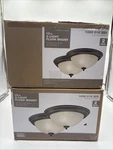 Oil Rubbed Bronze Flush 13" 2-LIGHT Mount With Frosted Glass Shade (4PACK). Fixed Price $34.47.