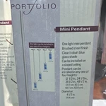 Portfolio Mini Pendant Brushed Steel Cobalt Blue Clear Glass Shade RP2190. Fixed Price $8.00.