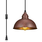 Soodmi Plug Pendant Light, 15FT Hanging Lights, On/off Brown,. Fixed Price $39.08.