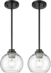Modern Black Pendant Lights 2 Pack With Clear Glass Shade For Kitchen Island. Fixed Price $133.99.