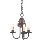 Irvin's Tinware 3 Arm Bellview Wood Chandelier - Country Primitive Lighting. Fixed Price $293.95.