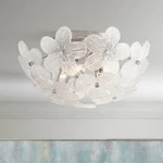 Possini Euro Filoli 16" Wide Nickel Vintage Glass Flower Ceiling Light. Fixed Price $224.99.