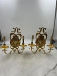 Vintage Brass Wall Sconces Pair World Imports Italy 2-LIGHT 12" Ornate Gold. Fixed Price $118.26.