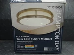 Hampton Bay 14 In. Brushed Nickel Dimmable 20-WATT Led Flush Mount Ceiling Light. Fixed Price $35.99.
