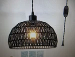 Lwytjo Derica 1-LIGHT Black Plug-in Woven Rattan Dome Boho Pendant. Fixed Price $39.95.
