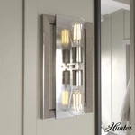 Hunter Woodburn Brushed Nickel And Grey 2 Light Small Sconce Wall. Fixed Price $89.99.