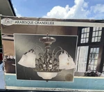 Patriot Lighting Arabesque 5 Chandelier. Brass Finish. Frosted Glass. Fixed Price $79.87.