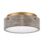 Home Decorators Huntmoor 14" Flush Mount Light, Old Satin Brass, E26, HB3805-311. Fixed Price $81.97.
