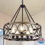 Puming Farmhouse Chandelier For Dining Room 5-LIGHT Black Rustic Drum. Fixed Price $231.59.