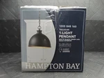 Hampton Bay Talullah 1-LIGHT Matte Black Pendant Lighting With Gold Interior. Fixed Price $19.99.