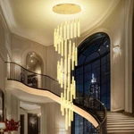 Wosohyun Extra Long Crystal Chandelier For High Ceiling 36-LIGHT Gold Column. Fixed Price $1039.00.