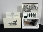 Dept 56 Village Colored Lights, Wrought Iron Fence, & Kings Road Cab. Fixed Price $59.99.
