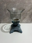 Southern Living Historic Glass Bell Jar Candle Holder Aqua Blue Metallic Color. Fixed Price $18.99.