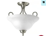 Progress Lighting P3460-09 Semi-flush Mount Melon Shade Brushed Nickel 2-LIGHT. Fixed Price $36.00.