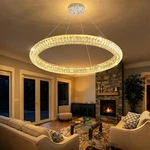 32" Ring Modern Crystal Chandelier Dimmable Pendant Light Round. Fixed Price $333.99.