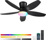 Rgb Flush Mount Ceiling Fan With Lights, Remote Control, Dimmable, 36" Black. Fixed Price $80.99.