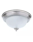Hampton Bay 11 In. 2LIGHT Brushed Nickel Flush Mount Frosted Swirl Glass Shade. Fixed Price $21.00.