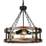 Voguad Farmhouse Rustic Wood Chandelier, 4-LIGHT. Fixed Price $181.35.