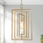 12 In. 1-LIGHT Gold Lantern Modern Pendant With Geometric Cage By Laluz. Fixed Price $129.00.