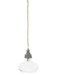 Creative Co-op 1-LIGHT Grey Mango Wood Pendant Fixture Glass Shade EC0248. Fixed Price $109.86.