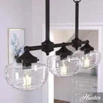 Hunter Saddle Creek 3-LIGHT Noble Bronze Schoolhouse Chandelier W/clear Seeded. Fixed Price $91.99.