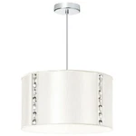Dainolite 571899-131F-PC 3-LIGHT Chrome Round Pendant Ivory Drum Shade, Crystals. Fixed Price $224.98.