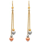 14K Two-color Gold Elegant Heart Chandelier Love Dangling High Polished Earrings. Fixed Price $493.69.