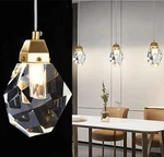 Kokaizeeki Diamond Crystal Pendant Light 2-PACK Gold Brushed Brass Finish Color-. Fixed Price $75.00.