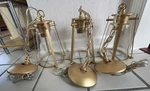 Lot Of 3 Lnc Asaf Modern Gold Mini Pendant Lights With Seeded Glass Shades. Fixed Price $125.00.