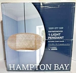 Hampton Bayneswood 1-LIGHT Natural Cane Pendant With Black Accents. Fixed Price $55.99.