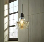 Home Decorators Collection 1-LIGHT Aged Bronze Pendant With Amber Plated Glass... Fixed Price $49.99.