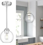 Jazava Globe Pendant Light Fixture, Modern Brushed Nickel Hanging With .... Fixed Price $28.00.