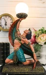 Egyptian Winged Goddess Isis Dancing Side Table Glass Orb Sphere Lamp Statue. Fixed Price $129.99.