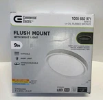 Commercial Electric 9IN Led Color Charging Flush Mount 1005 682 971 White/bronze. Fixed Price $21.00.