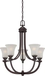 Nuvo Monroe 5 Light Georgetown Bronze Frosted Ribbed Glass Chandelier $420. Fixed Price $129.59.