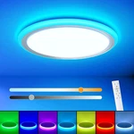 Rgb Led Flush Mount Ceiling Light With Remote Control, 13INCH 24W 2400LM 3000-65. Fixed Price $59.97.