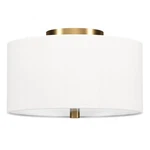 Ellis 12" Flush Mount Ceiling Light Fabric Shade Brass White Henn&hart. Fixed Price $77.52.