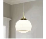 Modern Hanging Pendant Light Brass Finish White Glass Globe Kitchen Island. Fixed Price $64.99.