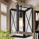 Lnc Black Rustic Wood Cage 1-LIGHT Farmhouse Kitchen Pendant Lighting. Fixed Price $28.25.