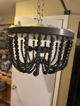 Kenroy Home 3 Light Socket Dark Wood Bead Flush Mount Brushed Steel Finish. Fixed Price $25.00.