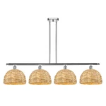 Innovations Woven Rattan 4LT 50" Stem Island, Chrome/nat 516-4I-PC-RBD-12-NAT. Fixed Price $1018.60.