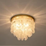 3-LIGHTS Capiz Shell Ceiling Fixtures, Gold Boho Flush Mount Li.... Fixed Price $126.48.