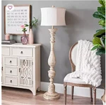 Distressed Cream Floor Lamp Spindle Base Rustic Home Lighting. Fixed Price $80.00.