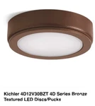 Kichler 4D12V30 Bronze Volt Led Under Cabinet Puck Light - 3000K. Fixed Price $29.99.