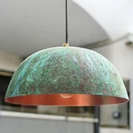 Oxidized Green Patina Copper Pendant Light, Handmade Dome Ceiling. Fixed Price $149.00.