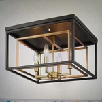 Z-lite 457F Bronze/brass Euclid 4-LIGHT 15"W Flush Mount Square Ceiling Fixture. Fixed Price $95.00.