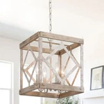 Lnc 26NMV3HD14011T7 Farmhouse, Gray French Country Wood Chandelier. Fixed Price $89.99.