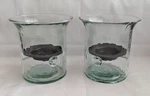 Set Of 2 Rustic Kalalou Recycled Glass Candle Holders W/tea Light. Fixed Price $29.75.
